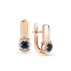 Золотые серьги Мастер Бриллиант 01M2-107856-00-02 с бриллиантом и сапфиром 01M2-107856-00-02 фото