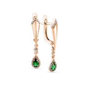 Золотые серьги Мастер Бриллиант 01M2-107858-00-01 с бриллиантом и изумрудом 01M2-107858-00-01 фото