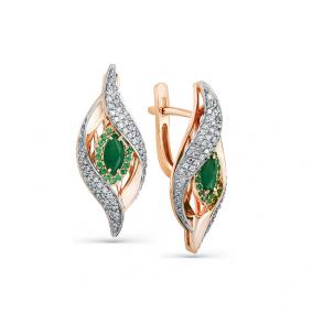 Золотые серьги Мастер Бриллиант 01M2-107924-00-01 с бриллиантом и изумрудом 01M2-107924-00-01 фото