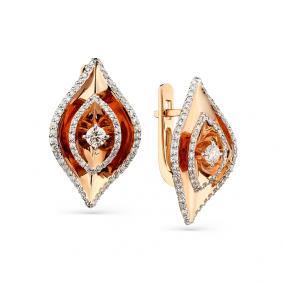 Золотые серьги Мастер Бриллиант 01M2-108302-00-00 с бриллиантом 01M2-108302-00-00 фото