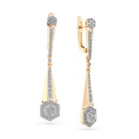 Золотые серьги Мастер Бриллиант 01M2-108310-00-00 с бриллиантом 01M2-108310-00-00 фото