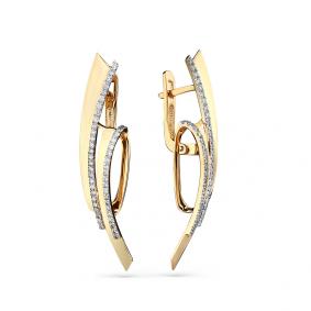 Золотые серьги Мастер Бриллиант 01M2-108340-00-00 с бриллиантом 01M2-108340-00-00 фото