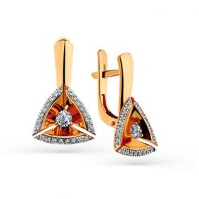 Золотые серьги Мастер Бриллиант 01M2-108371-00-00 с бриллиантом 01M2-108371-00-00 фото