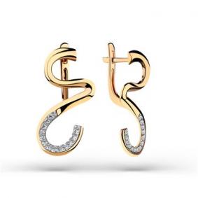 Золотые серьги Мастер Бриллиант 01M2-108376-00-00 с бриллиантом 01M2-108376-00-00 фото