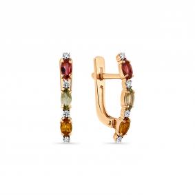 Золотые серьги Мастер Бриллиант 01M2-108401-01-60 с бриллиантом и турмалином 01M2-108401-01-60 фото