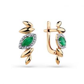 Золотые серьги Мастер Бриллиант 01M2-108673-00-01 с бриллиантом и изумрудом 01M2-108673-00-01 фото