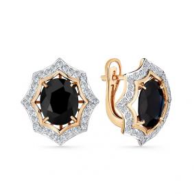 Золотые серьги Мастер Бриллиант 01M2-108907-00-02 с бриллиантом и сапфиром 01M2-108907-00-02 фото