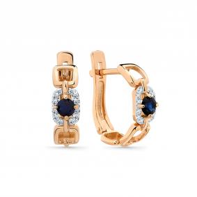 Золотые серьги Мастер Бриллиант 01M2-109058-01-02 с бриллиантом и сапфиром 01M2-109058-01-02 фото