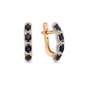 Золотые серьги Мастер Бриллиант 01M2-109243-70-02 с бриллиантом и сапфиром 01M2-109243-70-02 фото