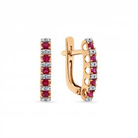 Золотые серьги Мастер Бриллиант 01M2-109249-70-03 с бриллиантом и рубином 01M2-109249-70-03 фото