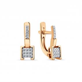 Золотые серьги Мастер Бриллиант 01M2-109258-00-70 с бриллиантом 01M2-109258-00-70 фото