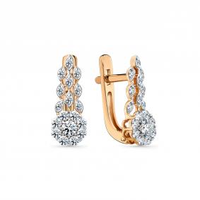 Золотые серьги Мастер Бриллиант 01M2-109295-00-00 с бриллиантом 01M2-109295-00-00 фото