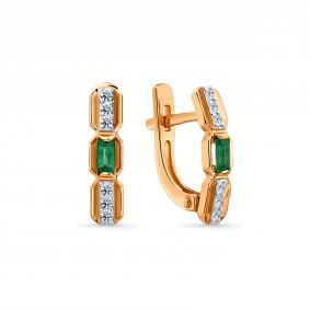 Золотые серьги Мастер Бриллиант 01M2-109369-00-01 с бриллиантом и изумрудом 01M2-109369-00-01 фото