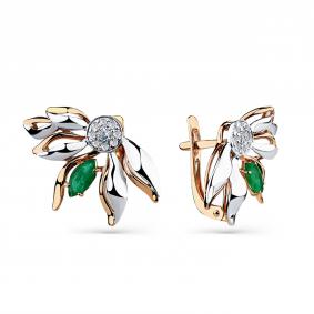 Золотые серьги Мастер Бриллиант 01M2-508674-00-01 с бриллиантом и изумрудом 01M2-508674-00-01 фото