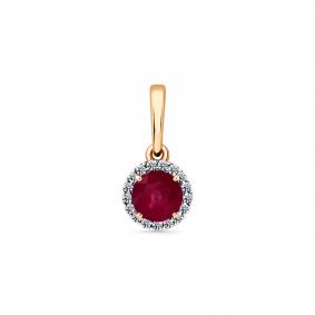 Золотая подвеска Мастер Бриллиант 01M3-130894-00-03 с бриллиантом и рубином 01M3-130894-00-03 фото
