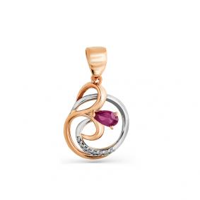 Золотая подвеска Мастер Бриллиант 01M3-438-03 с бриллиантом и рубином 01M3-438-03 фото