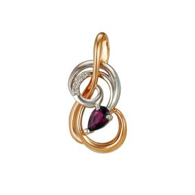 Золотая подвеска Мастер Бриллиант 01M3-458-03 с бриллиантом и рубином 01M3-458-03 фото