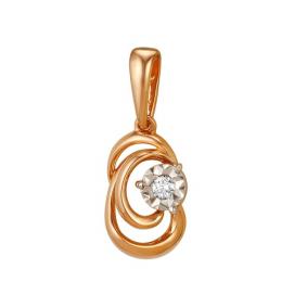 Золотая подвеска Мастер Бриллиант 01M3-465 с бриллиантом 01M3-465 фото