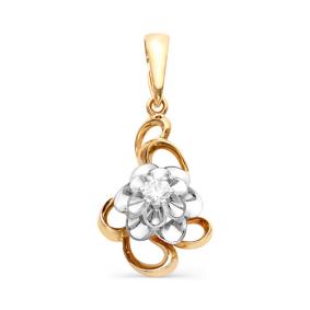 Золотая подвеска Мастер Бриллиант 01M3-619 с бриллиантом 01M3-619 фото