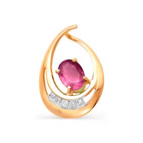 Золотая подвеска Мастер Бриллиант 01M3-674-03 с бриллиантом и рубином 01M3-674-03 фото