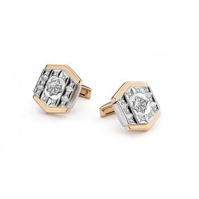 Золотые запонки Мастер Бриллиант 01M4-007 с бриллиантом 01M4-007 фото