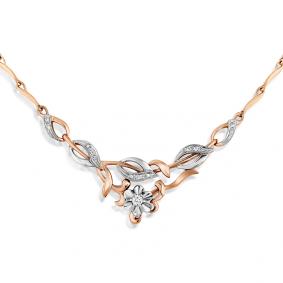 Золотое колье Мастер Бриллиант 01M6-112 с бриллиантом 01M6-112 фото