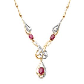 Золотое колье Мастер Бриллиант 01M6-134-03 с бриллиантом и рубином 01M6-134-03 фото