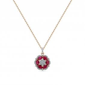 Золотое колье Мастер Бриллиант 01M6-160662-00-03 с бриллиантом и рубином 01M6-160662-00-03 фото