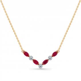 Золотое колье Мастер Бриллиант 01M6-160697-00-03 с бриллиантом и рубином 01M6-160697-00-03 фото