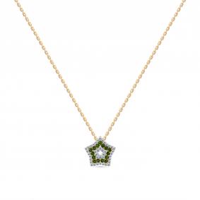 Золотое колье Мастер Бриллиант 01M6-160717-00-37 с бриллиантом и хромдиопсидом 01M6-160717-00-37 фото