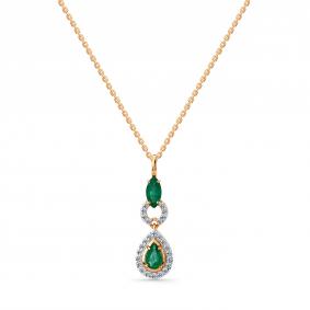 Золотое колье Мастер Бриллиант 01M6-160821-97-01 с бриллиантом и изумрудом 01M6-160821-97-01 фото