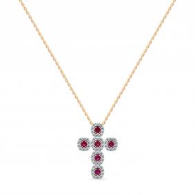 Золотое колье-крест Мастер Бриллиант с рубином и бриллиантом 01M6-160838-00-03 01M6-160838-00-03 фото