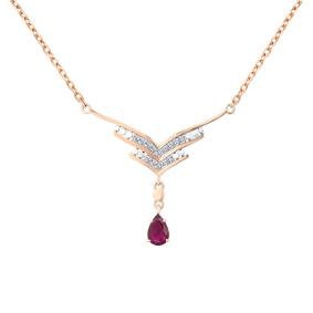 Золотое колье Мастер Бриллиант 01M6-309-03 с бриллиантом и рубином 01M6-309-03 фото