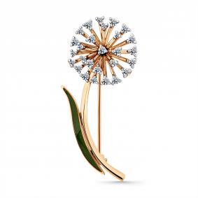 Золотая брошь Мастер Бриллиант 01M7-170323-00-00 с бриллиантом и эмалью 01M7-170323-00-00 фото