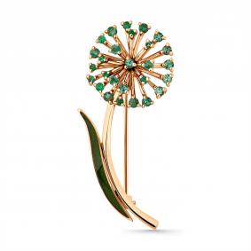 Золотая брошь Мастер Бриллиант 01M7-170323-00-01 с изумрудом и эмалью 01M7-170323-00-01 фото