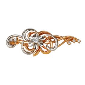 Золотая брошь Мастер Бриллиант 01M7-260 с бриллиантом 01M7-260 фото