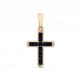 Золотая подвеска Мастер Бриллиант 01M8-180246-00-02 с бриллиантом и сапфиром 01M8-180246-00-02 фото