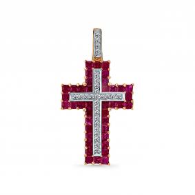 Золотая подвеска Мастер Бриллиант 01M8-180248-00-03 с бриллиантом и рубином 01M8-180248-00-03 фото