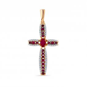 Золотая подвеска Мастер Бриллиант 01M8-180387-00-03 с бриллиантом и рубином 01M8-180387-00-03 фото