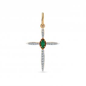 Золотая подвеска Мастер Бриллиант 01M8-180396-97-01 с бриллиантом и изумрудом 01M8-180396-97-01 фото