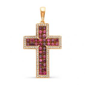 Золотая подвеска Мастер Бриллиант 01M8-247-03 с бриллиантом и рубином 01M8-247-03 фото