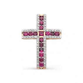 Золотая подвеска Мастер Бриллиант 01M8-256-03 с бриллиантом и рубином 01M8-256-03 фото