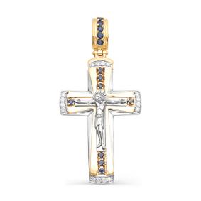 Золотая подвеска Мастер Бриллиант 01M8-282-02 с бриллиантом и сапфиром 01M8-282-02 фото