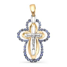 Золотая подвеска Мастер Бриллиант 01M8-283-02 с сапфиром 01M8-283-02 фото