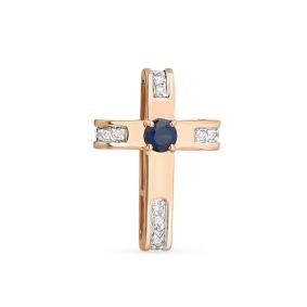 Золотая подвеска Мастер Бриллиант 01M8-338-02 с бриллиантом и сапфиром 01M8-338-02 фото