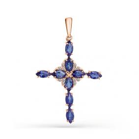 Золотая подвеска Мастер Бриллиант 01M8-371-02 с бриллиантом и сапфиром 01M8-371-02 фото