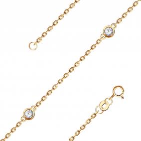 Золотой браслет на ногу ТД Эстет с фианитом 01Б112641 01Б112641 фото