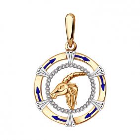 Золотая подвеска знак зодиака Козерог ТД Эстет с эмалью 01Д0110501ЭР 01Д0110501ЭР фото