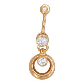Золотой пирсинг в пупок ТД Эстет с фианитом 01И110022 01И110022 фото
