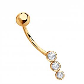Золотой пирсинг в пупок ТД Эстет с фианитом 01И110061 01И110061 фото